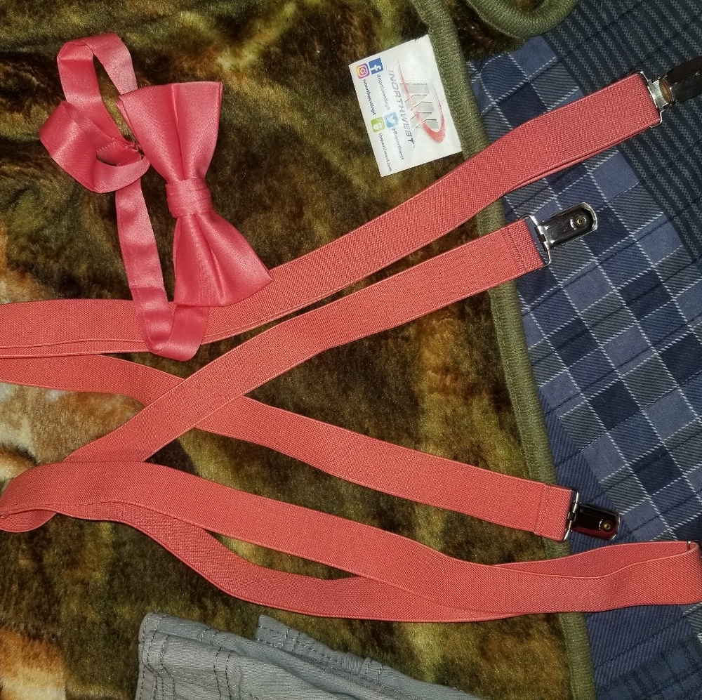 Boys dress suspenders and bowtie